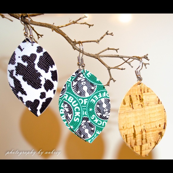 SALE Cork Gold Teardrop Earrings - Picture 3 of 3